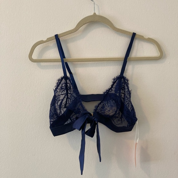 Mentionables eyelash lace bow bralette - Navy - Picture 2 of 5